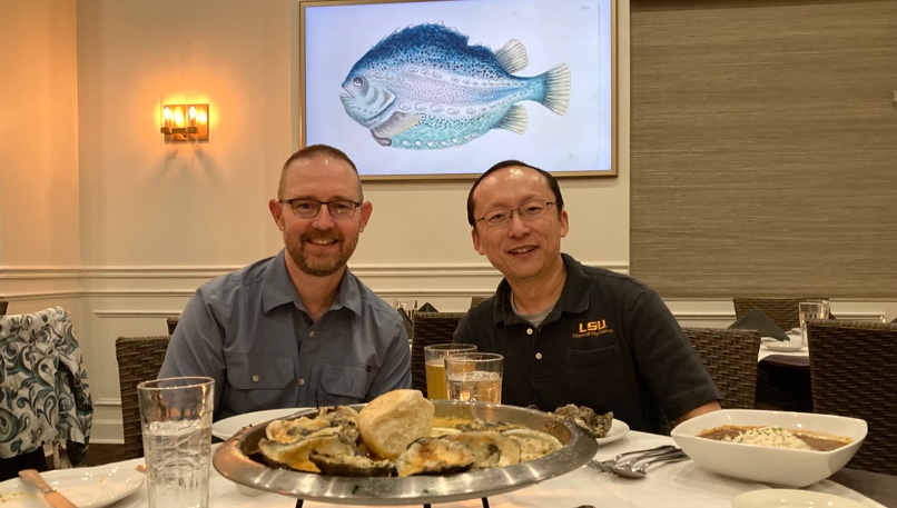 CompuCatLSU's tweet image. A great pleasure of having Prof. John Kitchin giving a seminar at LSU ChE sharing insights into applying advanced computational algorithms to catalysis research. Congratulations to John on winning the AIChE Award for Innovation in Chemical Engineering Education. Well-deserved!