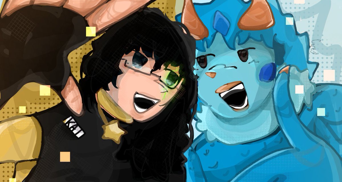 frgtencxrey's tweet image. this was a birthday gift art for a friend, but I rlly like it :) 
#kaijuparadiseOC #glubby