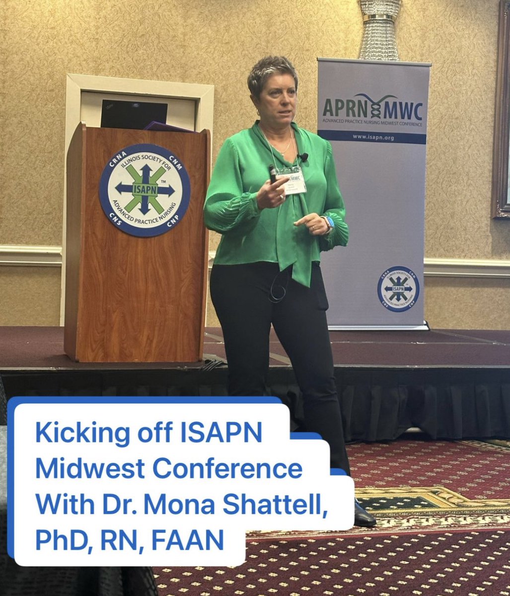MaryMackAPRN's tweet photo. Excellent Keynote at @ILSAPN Illinois Society of Advanced Practice Nursing. Amplify your voice!
#socialmediamarketing 
#socialmediainhealthcare @MonaShattell 
Thank you @yvonnetumbali for a great conference program! https://t.co/ly3JchQ93Z