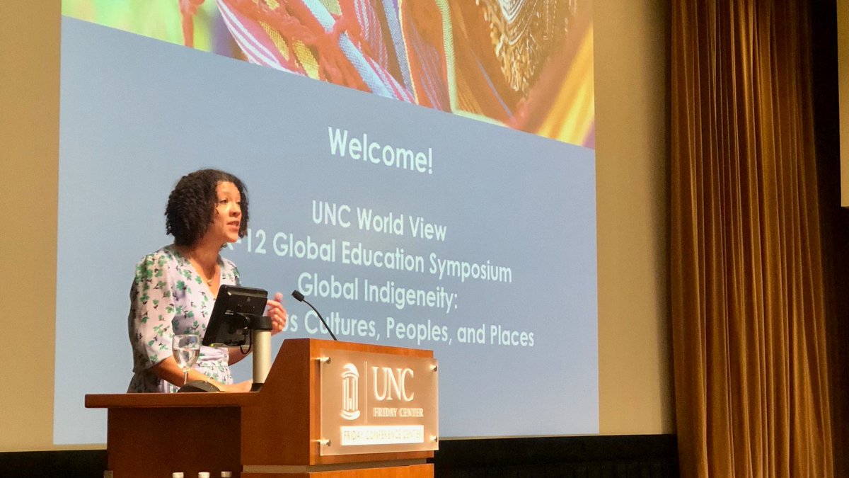Amy Locklear-Hertel (@UNC) started off the World View K-12 Global Education Symposium sharing her appreciation for #NCeducators and the #IndigenousCommunities in NC and beyond! #WorldView2023 #IndigenousPeoples #GlobalisLocal #GlobalEducation #Teachers