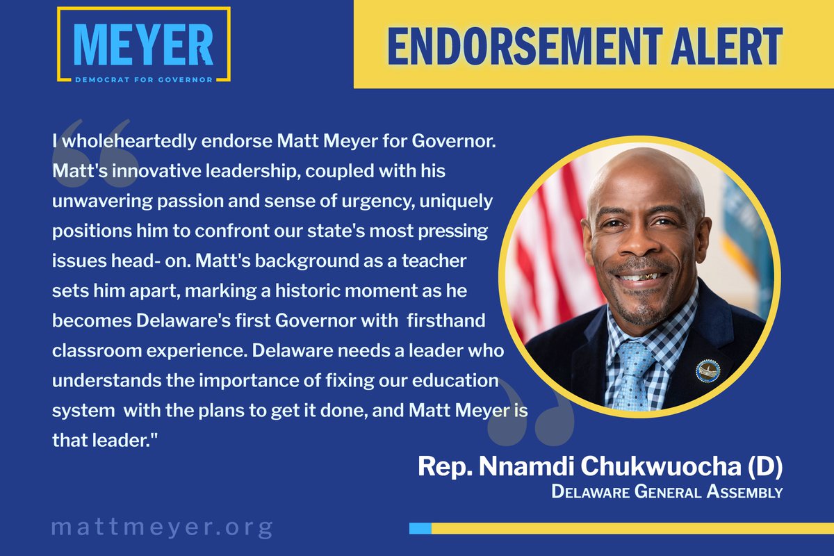 I am proud to earn the support of Rep. Nnamdi Chukwuocha. He works with urgency & innovation to fix our broken education system. As Governor, I will too. We will be laser focused on creating a first-class school system & look forward to working with Rep. Chukwuocha.