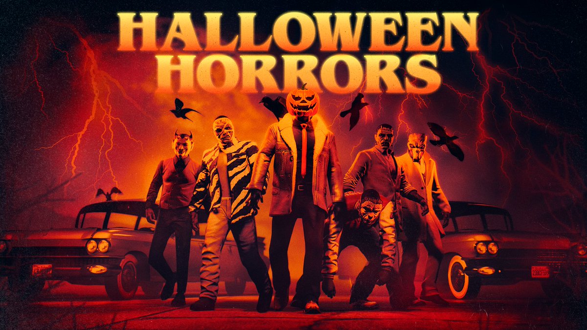 RockstarGames's tweet image. Terror strikes Southern San Andreas as bloodthirsty characters descend upon GTA Online for weeks of nonstop mischief, including Double Rewards across a bone-chilling collection of Halloween-themed Adversary and Survival Modes: rsg.ms/2e35315