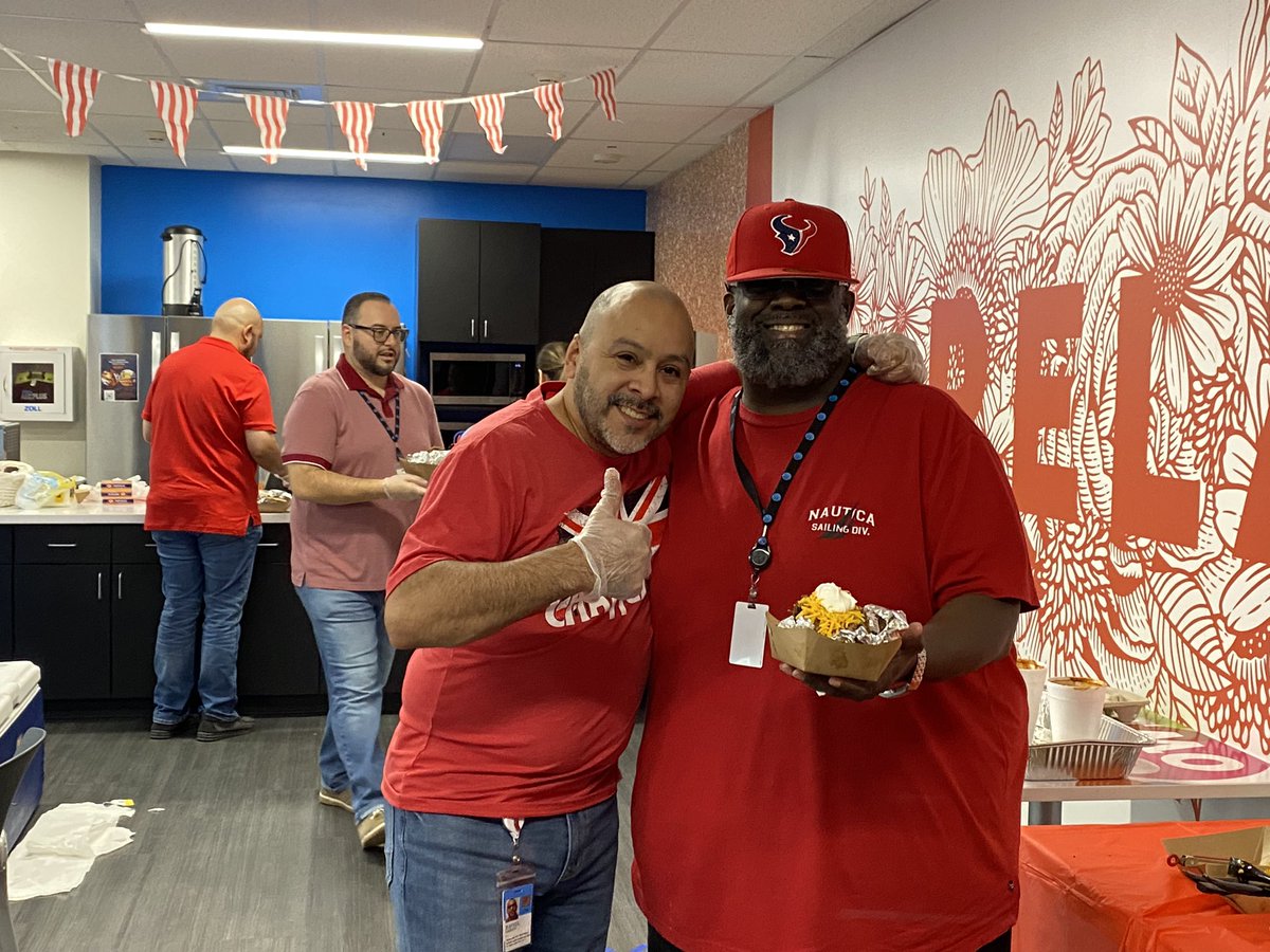 210Collectors's tweet photo. Wearing RED for Day 4 of #SCFW2023  ❤️ #TexasTaterThursday was a huge success with the team! #210Collectors #LifeAtATT #MBCGoodStuff https://t.co/HmRMYEeRlE