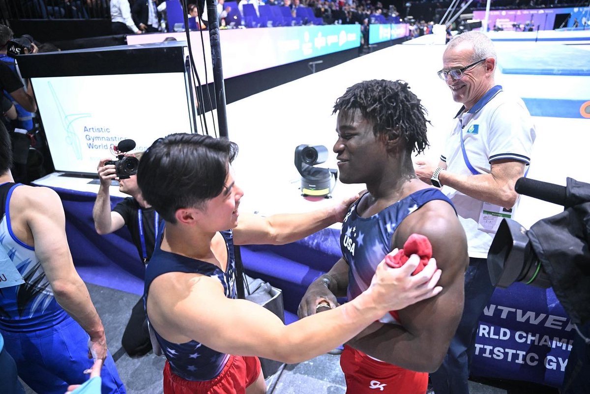 USAGym's tweet photo. We’re not crying, you’re crying!

🥹🤩🥳

Feeling all the emotions for @FrederickFlips right now! https://t.co/y1Gz0TdyI7