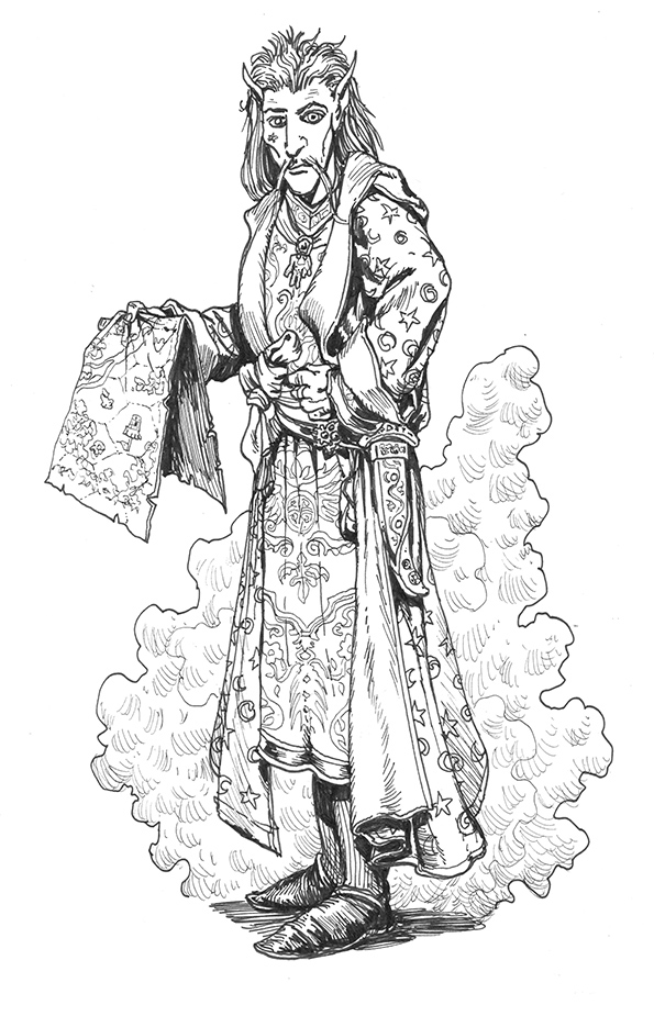 Inktober Day5. Prompt=Map. Lord Xelor, human court illusionist to the elven Duke, was for D&amp;D 1e. Xelor's looks were randomly rolled as was social class &amp; one player rolled a Duke. We explored a blank hex sheet with each hex on the MAP detailed by randomly rolled encounters.