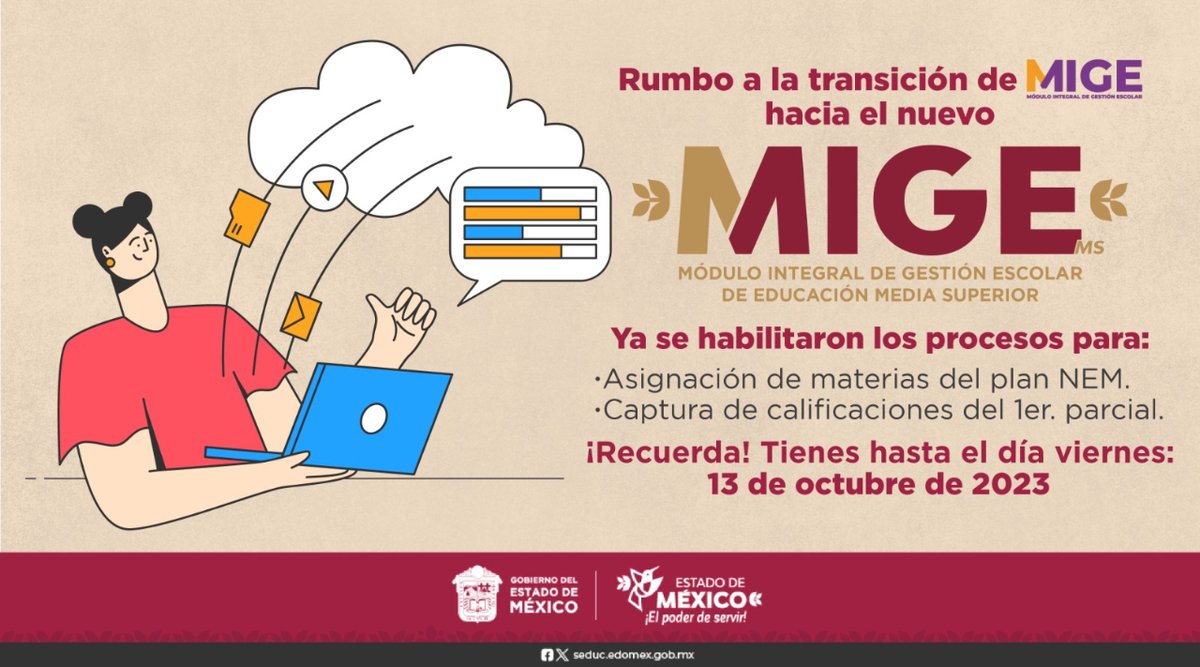 ¿Eres docente de #EMS? Esta por comenzar la transición del MIGE por el nuevo MIGE MS. No te quedes atrás y entérate de todos los detalles en 👉miges.edugem.gob.mx. ¡Sé parte de la innovación educativa con el nuevo MIGE MS! #ElPoderDeServir
