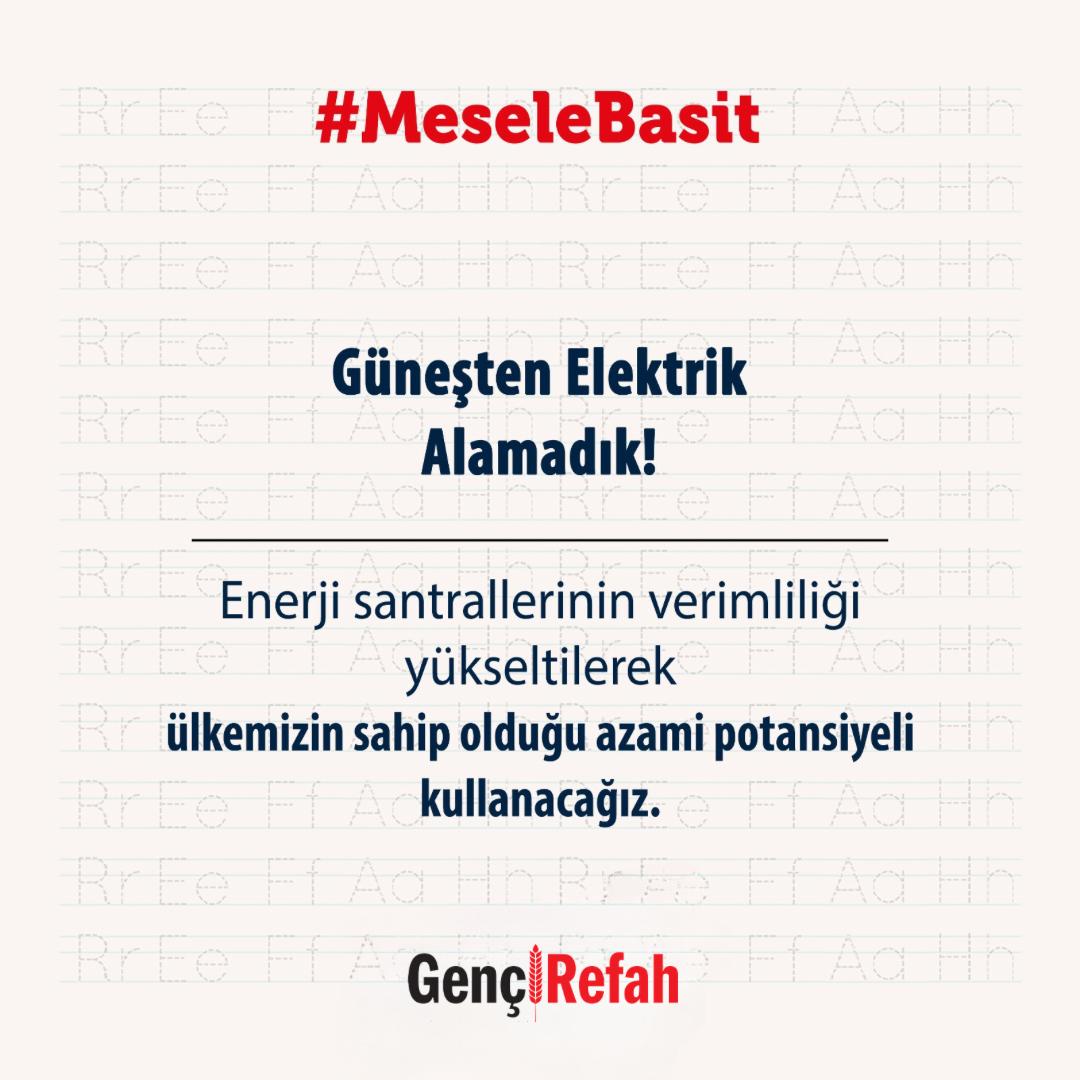 yrefahesenyurt's tweet photo. #MeseleBasit Ülkemizin yıllık Güneş enerjisi potansiyeli 750.000 MW iken mevcut koşullarda üretilen enerji miktarımız 34.317 MW. Enerji santrallerinin verimliliğini yükseltilerek ülkemizin sahip olduğu azami potansiyeli kullanacağız.

FatihErbakan https://t.co/gPH1NOAbVZ