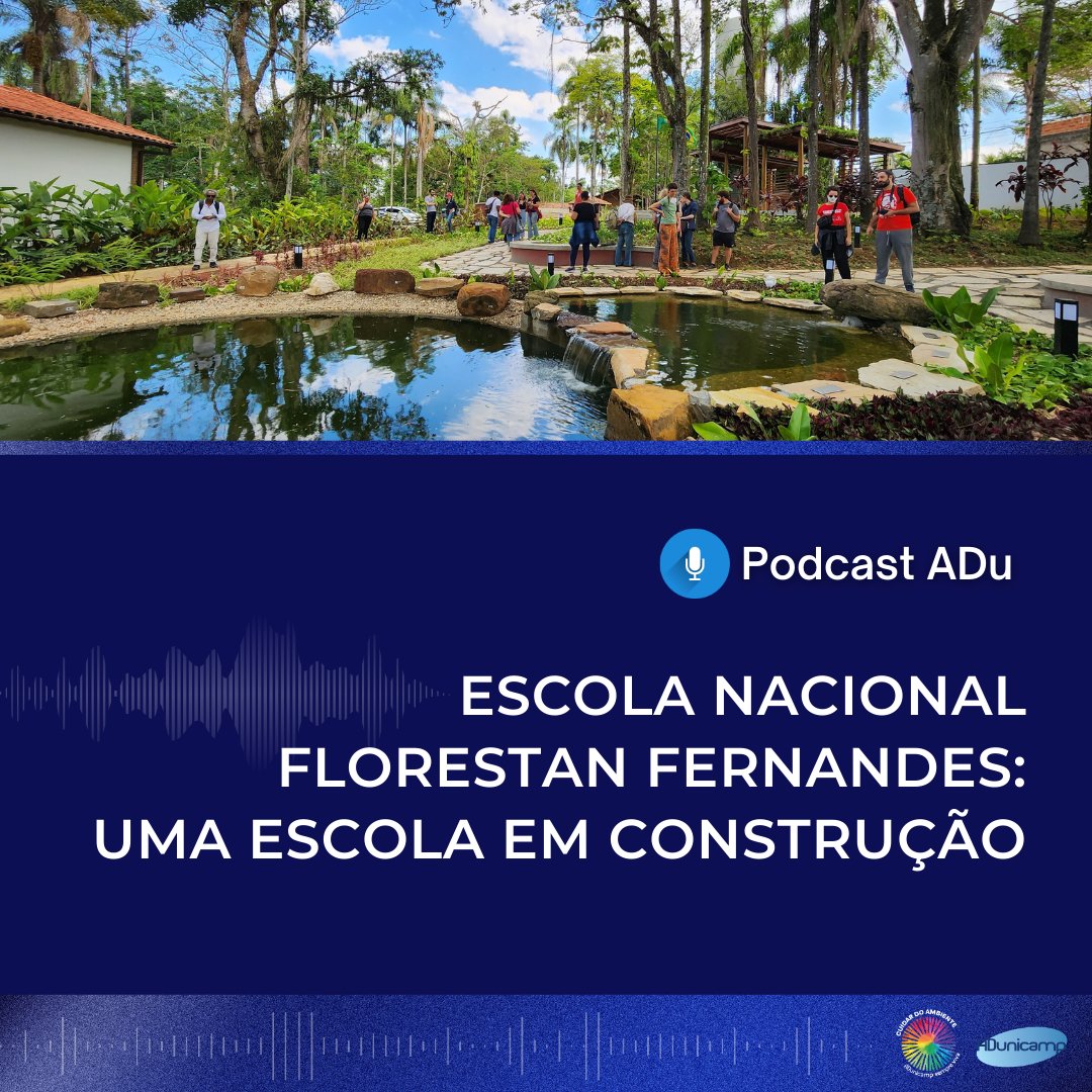 ADunicamp's tweet photo. No EP46 do #podcastADu embarcamos na história e propósito da Escola Nacional Florestan Fernandes (ENFF), referência que une a prática com a teoria política marxista. A entrevista é com a Rosana Fernandes, coordenadora geral. Confira: https://t.co/c3ozftbMzy https://t.co/s7Q8MC6CsU