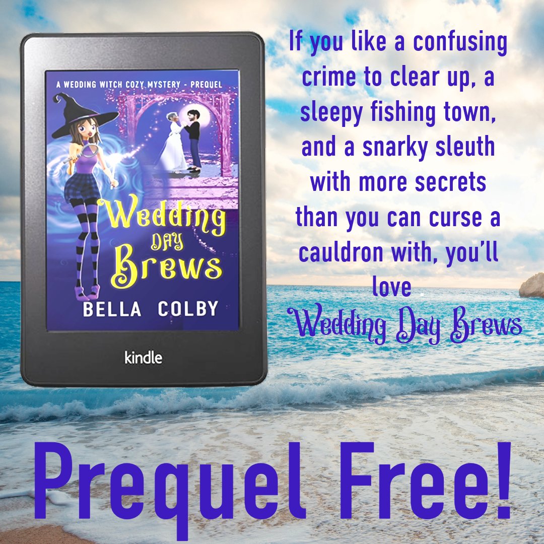 Get ready to be bewitched! Download the prequel novella, Wedding Day Brews, for free and join the magical world of witches, weddings, and murder mysteries. BookHip.com/KWZCKKW #cozymystery
#paranormalmystery
#murdermystery
#freebook
#freeebook
