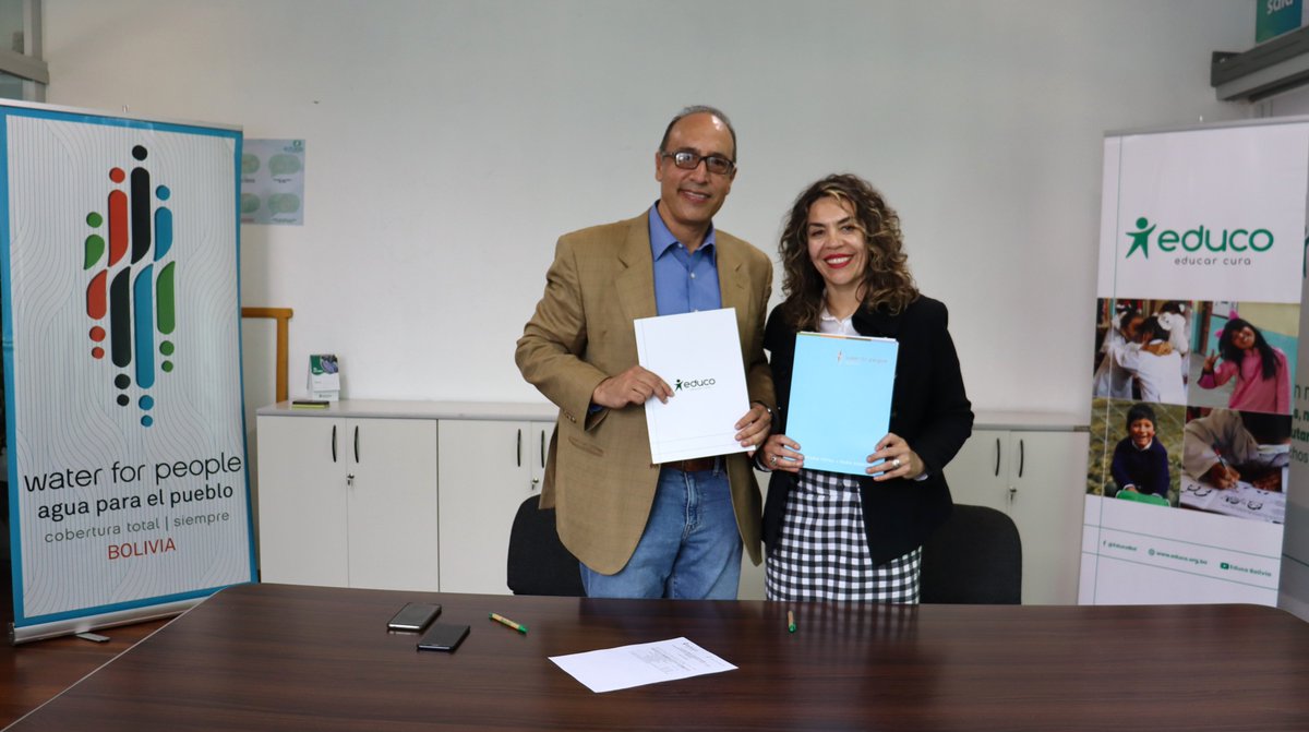Esta mañana, se firmó una carta de intenciones entre Educo y Water For People. Este acuerdo permitirá desarrollar acciones de manera conjunta para contribuir al cumplimiento de los derechos y bienestar de las niñas, niños y adolescentes.
#EducoBolivia #WaterForPeople