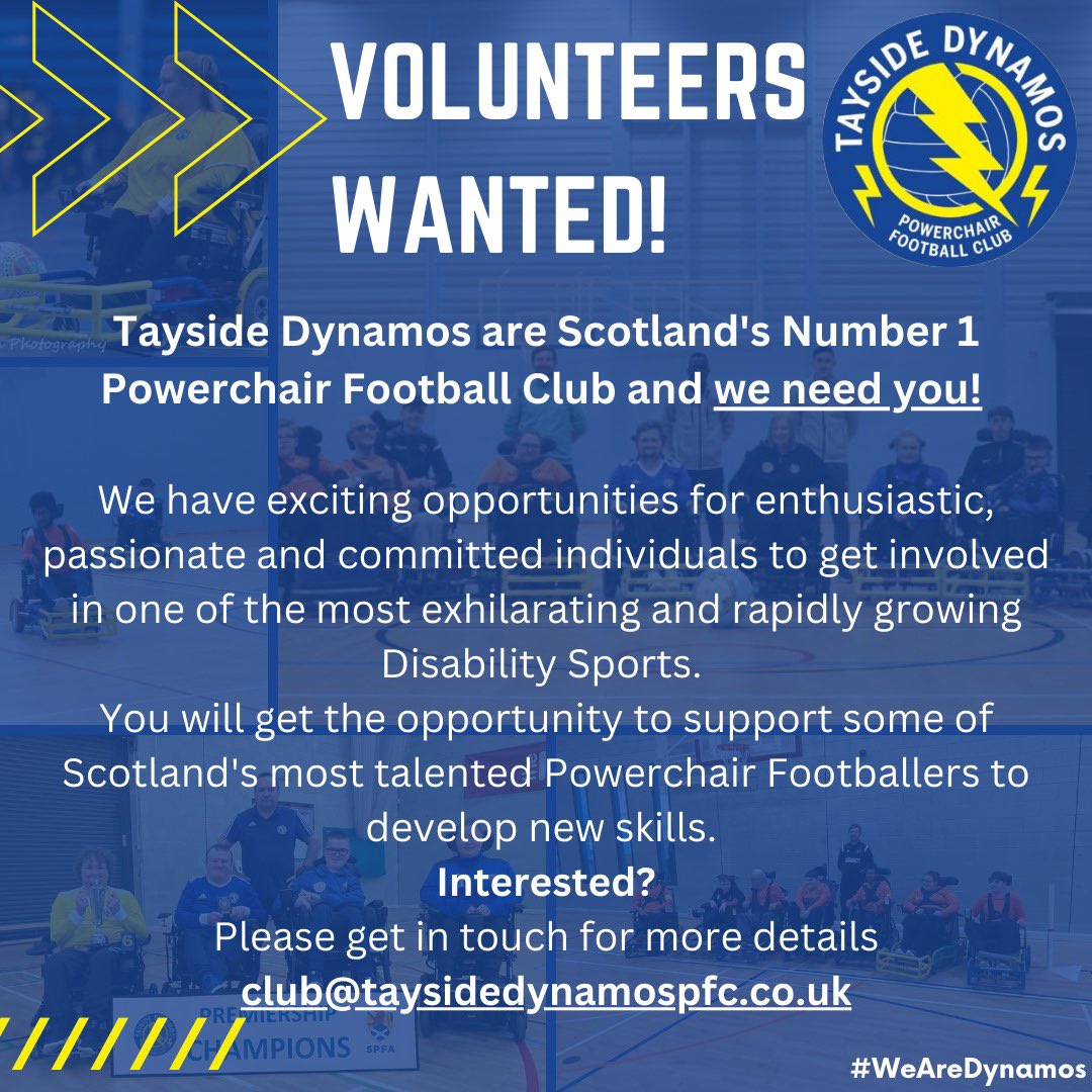 Due to the popularity of our rapidly expanding Club and with future sessions on the horizon we would love to increase our amazing team of volunteers.
We have various positions available with time commitments ranging from 30mins to 2/3 hours per week.
club@taysidedynamospfc.co.uk
