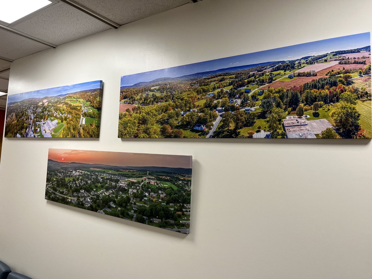 Panoramic canvas portraits of our three beautiful feeder communities - Wolfsville, Myersville and Middletown. Their beauty greets each visitor to our building.