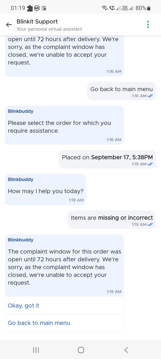 anup_world's tweet photo. @letsblinkit @zomato item was not delivered. In complaint, you said we'll look into it, connect later. I got busy and you never came back. Now same happened to my girlfriend, she's asked to raise a complaint tomorrow. Counting on customers to forget and stealing from them. Shame. https://t.co/7hEfFCteR8
