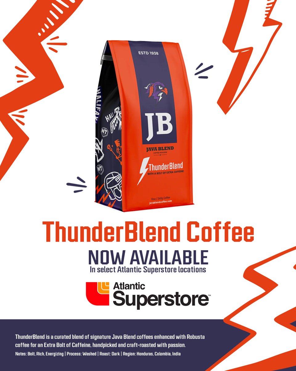 HFXThunderbirds's tweet image. ThunderBlend Coffee will now be available at participating Atlantic Superstore locations ☕️

Head to the Sackville store from 3-5pm tomorrow and the Barrington store 3-5pm on Saturday to meet @UnrealFlow44, @4Hoss18, @ClarkePetterson and @ColtonArmstron1!