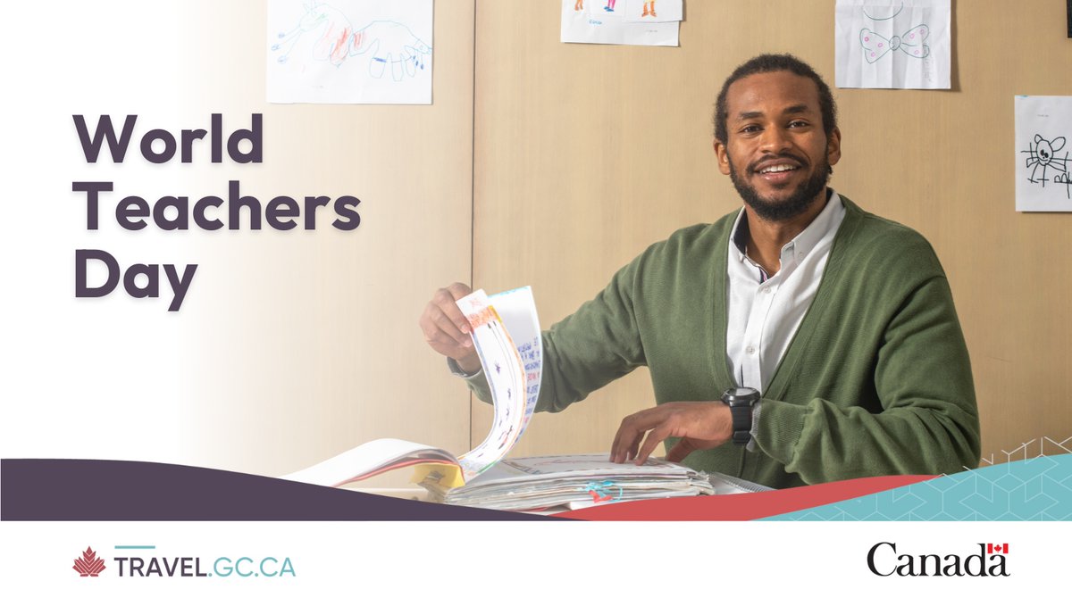 🌍👨‍🏫 Let's celebrate #WorldTeachersDay by recognizing the incredible work of #CanadianTeachers abroad!

If you’re thinking of #TeachingAbroad, check out our guide for Canadians:
travel.gc.ca/travelling/pub…