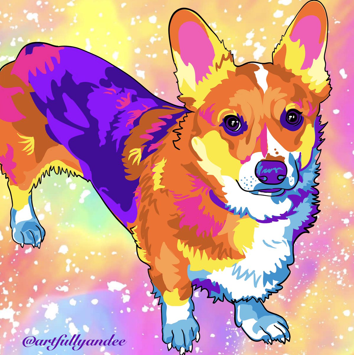 #corgi #CorgiCrew #CorgiLover #pembroke #pembrokewelshcorgi #welshcorgi #LisaFrank #lisafrank #rainbow #rainbowart