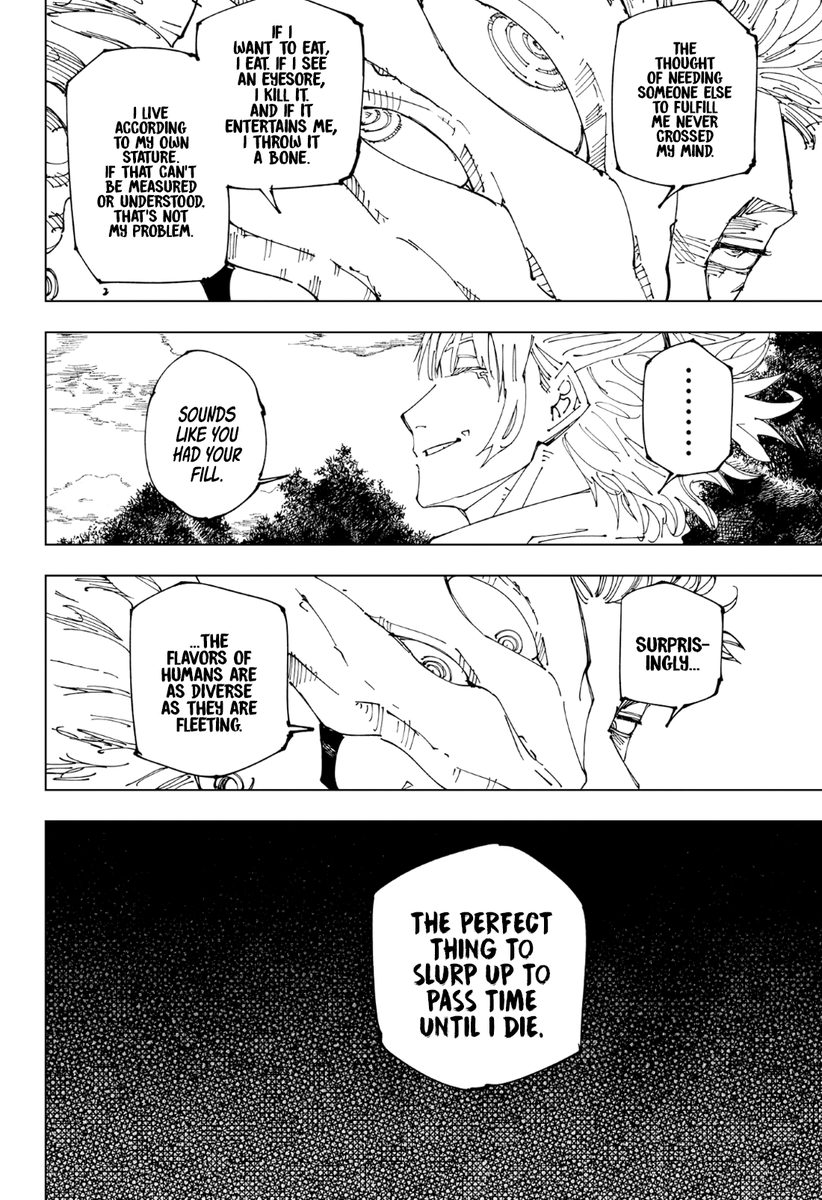 Dynamic_Weeb's tweet photo. These three panels just gave us more of insight to Sukuna as a person then we've had in the entire Jujutsu Kaisen series. This man is truly a calamity. https://t.co/ZNHok4CRiq