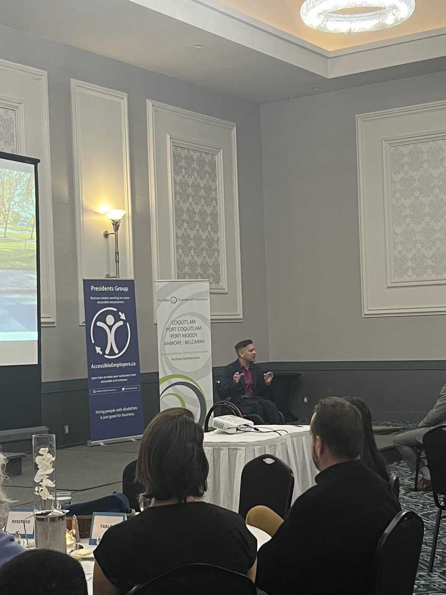lindsaydoucet's tweet photo. @OCAO_BDPA_GC @TriCitiesCoC @CdnChamberofCom Marco Pasqua is delivering an engaging keynote address during the lunch hour about his experiences with inclusion &amp; accessibility. @Marco_Pasqua https://t.co/xv3M6UgG5E