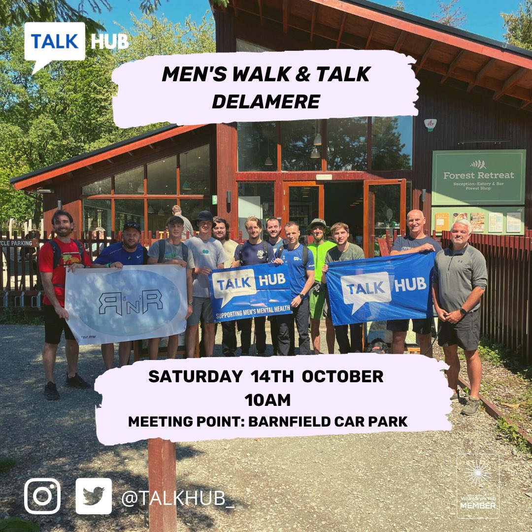 We have 2 men’s walk &amp; talks coming up. One this weekend at Tatton Park with Craig our volunteer on Sunday and one at Delamere Forest with Jay next Saturday. If any guys would like to come along then please get in touch. It’s good to talk lads 💙