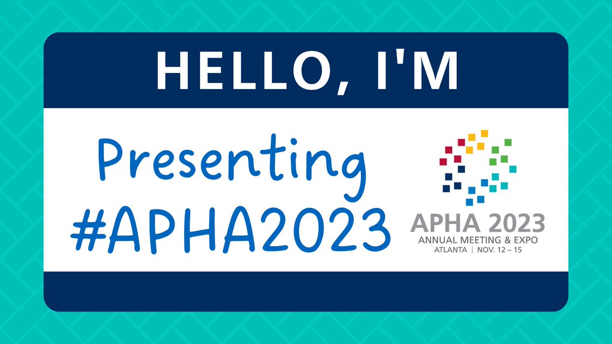 Thrilled to be presenting at #APHA2023. Join me at my session! 
Session 2063.0 is 11/12 at 2:00pm in the convention center, Rm A314.
I'm looking forward to exchanging ideas and learning from fellow experts. See you there!