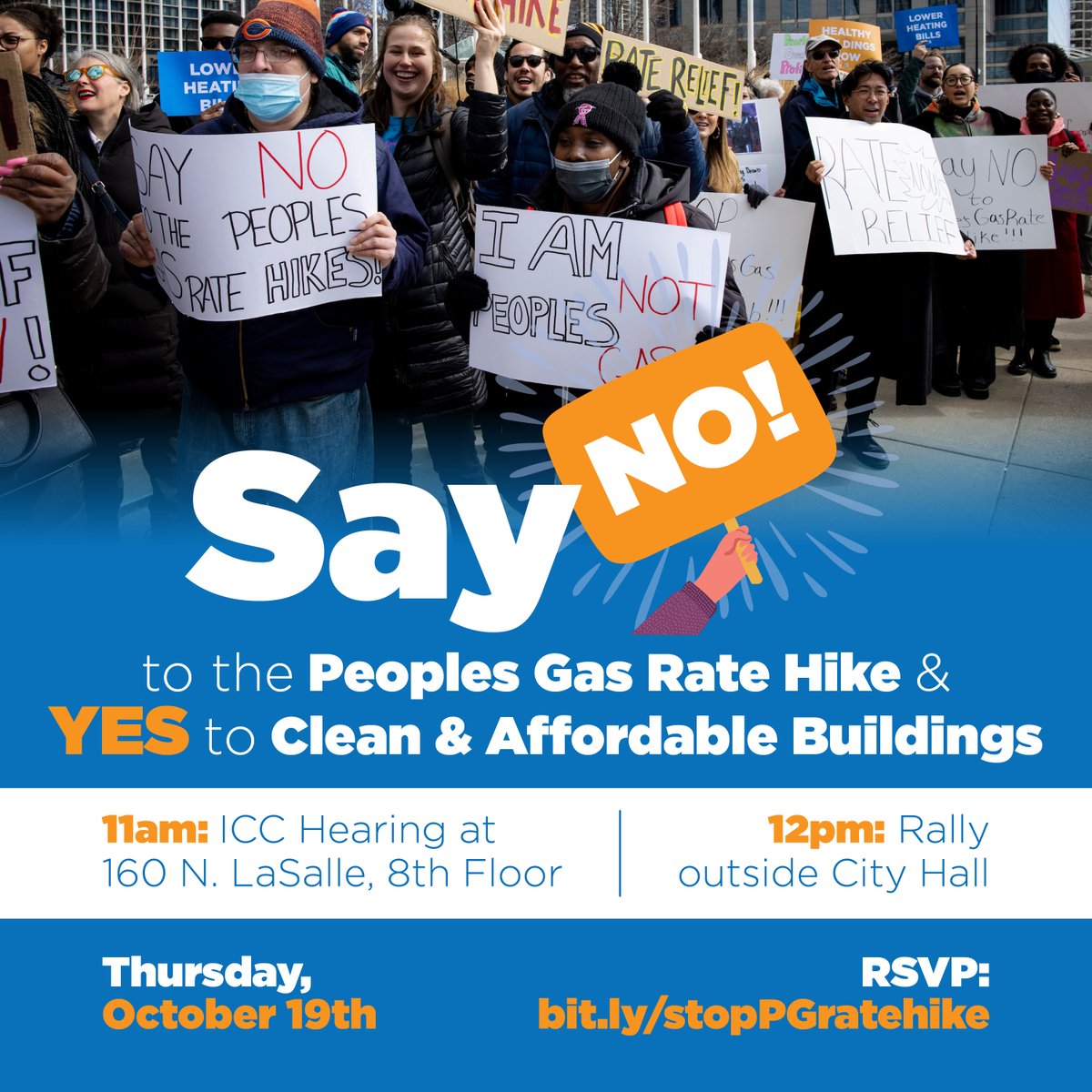 ILCleanJobs's tweet image. Peoples Gas wants to raise our bills by more than $140 per year, even after six straight years of record profits. But the ICC has the power to #StopTheRateHike. Join us on Oct. 19 to rally against wasteful gas spending! bit.ly/stopPGratehike #CleanHeat