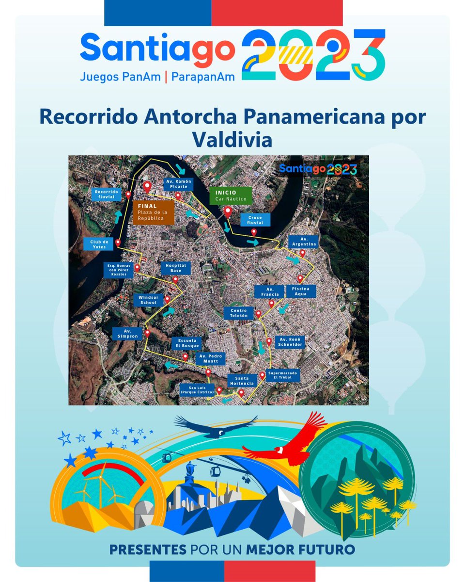 DPRLosRios's tweet photo. #Santiago2023

 🗺️ Conoce aquí el trayecto del Fuego Panamericano que recorrerá #Valdiviacl este martes 10 de octubre. 

📍Ubica tu punto más cercano y súmate a este hito histórico para nuestra región de #LosRíos. 🇨🇱 

Mapa👉 https://t.co/aGCI3fgD3f https://t.co/t8HEiHCu5P