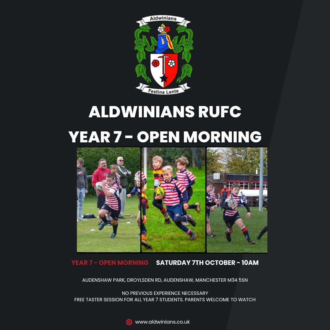 aldwinians_rufc's tweet photo. Calling all Year 7s

Fancy taking up a new sport? A new challenge? Playing rugby at school and looking for a club?

We are hosting an open morning this #Saturday 

We look forward to seeing you there 👀

🔴⚪️

#aldwinians #rugby #audenshaw #GreaterManchester #tameside #northwest https://t.co/lU8WyqGSu8