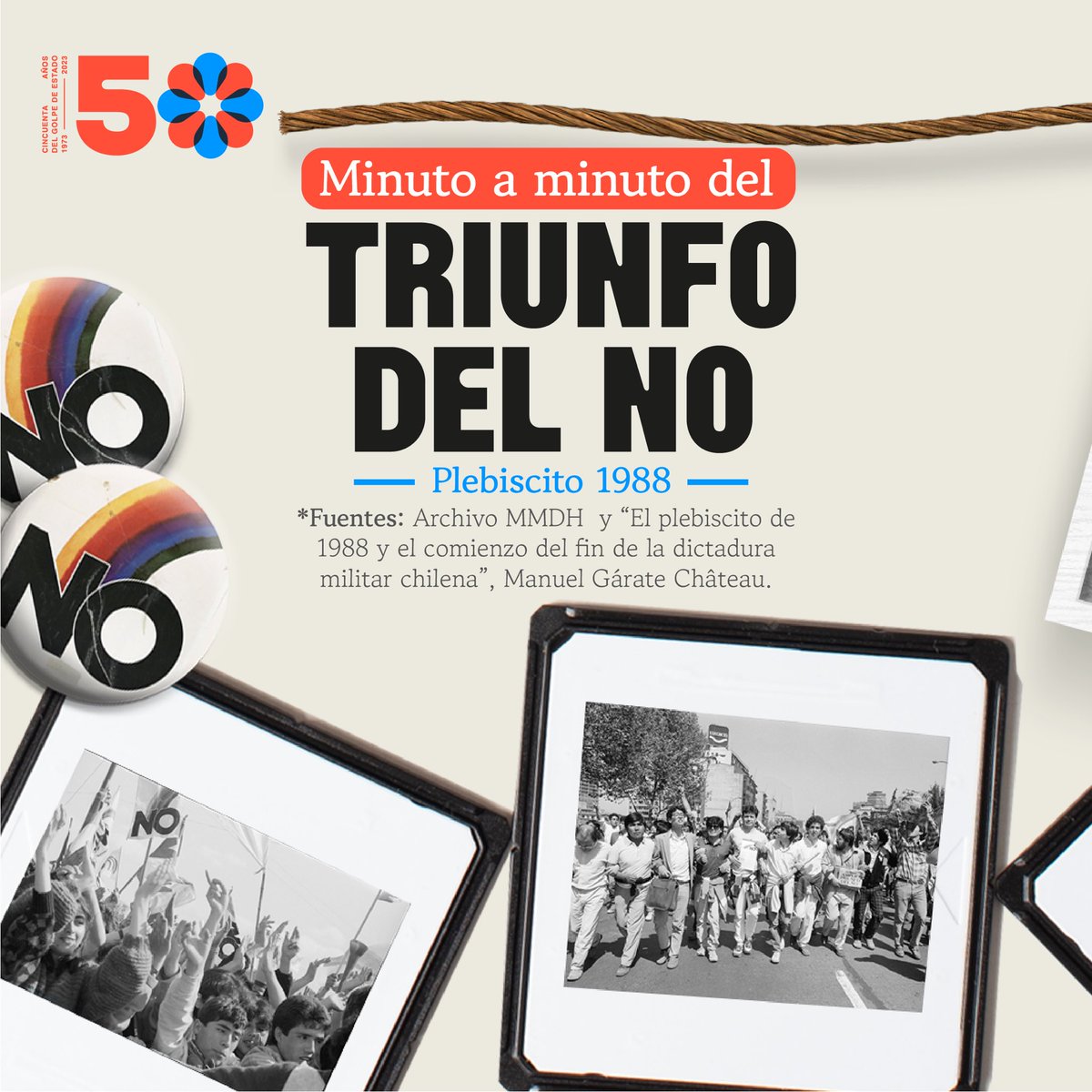 culturas_cl's tweet image. ¿Quieres saber cómo fueron las horas previas del triunfo del NO? 🌈

El 5 de octubre de 1988 estuvo marcado por la tensión e incertidumbre durante una maratónica jornada electoral. 

#50AñosDelGolpe