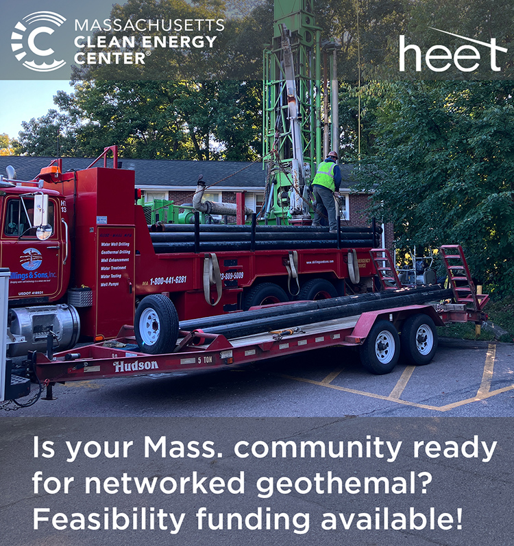 Want #networkedgeothermal in your Mass. community? Thanks to $$ from <a href="/MassCEC/">Massachusetts Clean Energy Center</a>, HEET is offering $50k for 7-10 communities to assess sites for networked geothermal, a clean-energy pathway off fossil fuels. Questions? REGISTER for our FINAL webinar: bit.ly/46BWwt9