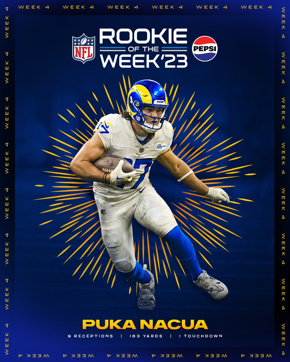 RamsNFL's tweet photo. Rookie of the Week so nice, he did it twice. 😮‍💨

@AsapPuka | @pepsi https://t.co/P4AuuqqOIi