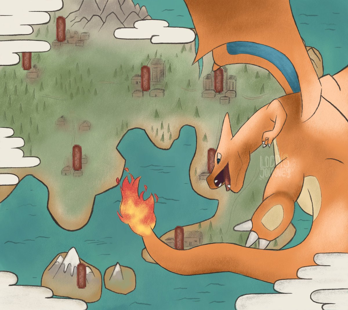 loddisjourney's tweet photo. today i was in a pencil mood… didnt turned out as i imagined but here we go #inktober2023 day 5 #map with the legends of charizard 😂 

#inktober #Pokemon #charizard #art #illustration https://t.co/3jyGSYwl65