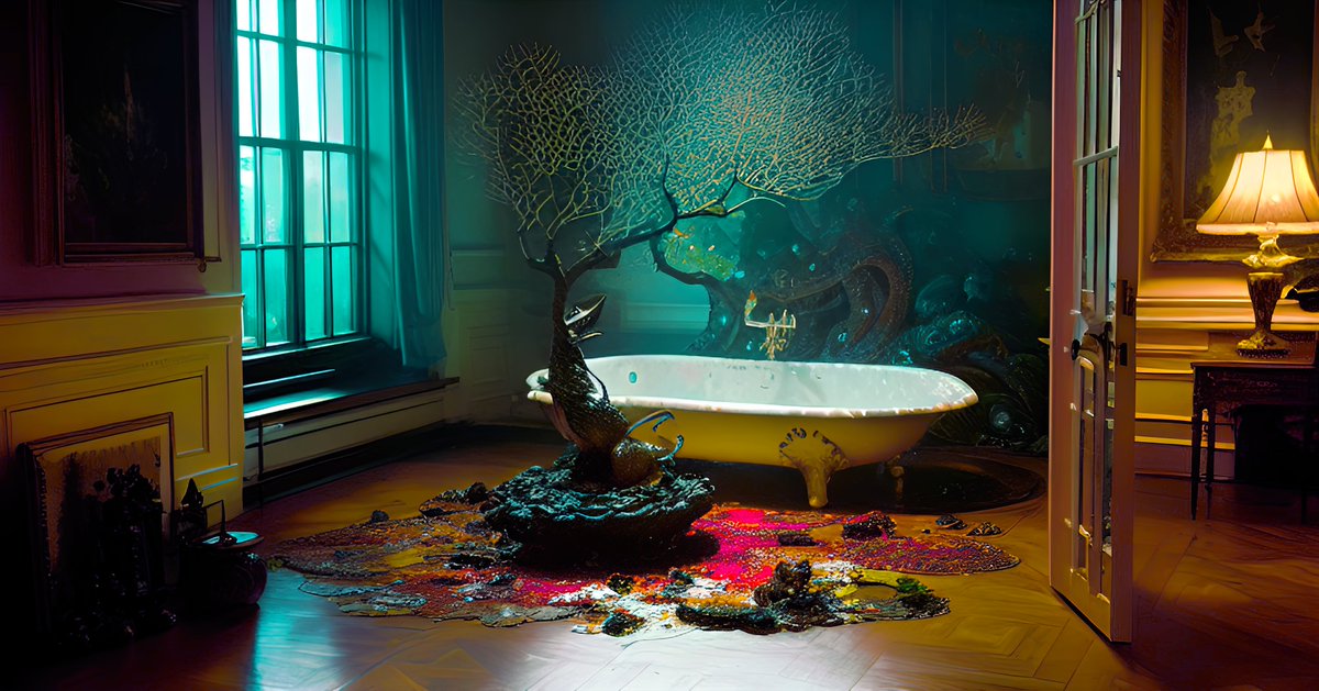 xalieri's tweet photo. Cursed rococo. Set 1, 2 of 3
#ConspicuousConsumption #VeryLateBaroque #CursedRococo #CursedAI #WeirdArt #PsychologicalLandscape #ImSureItMustMeanSomething
#DarkArts #DigitalArt #AIAssistedArt #AIArt #WomboDream #StableDiffusion https://t.co/ox3y8STMF2