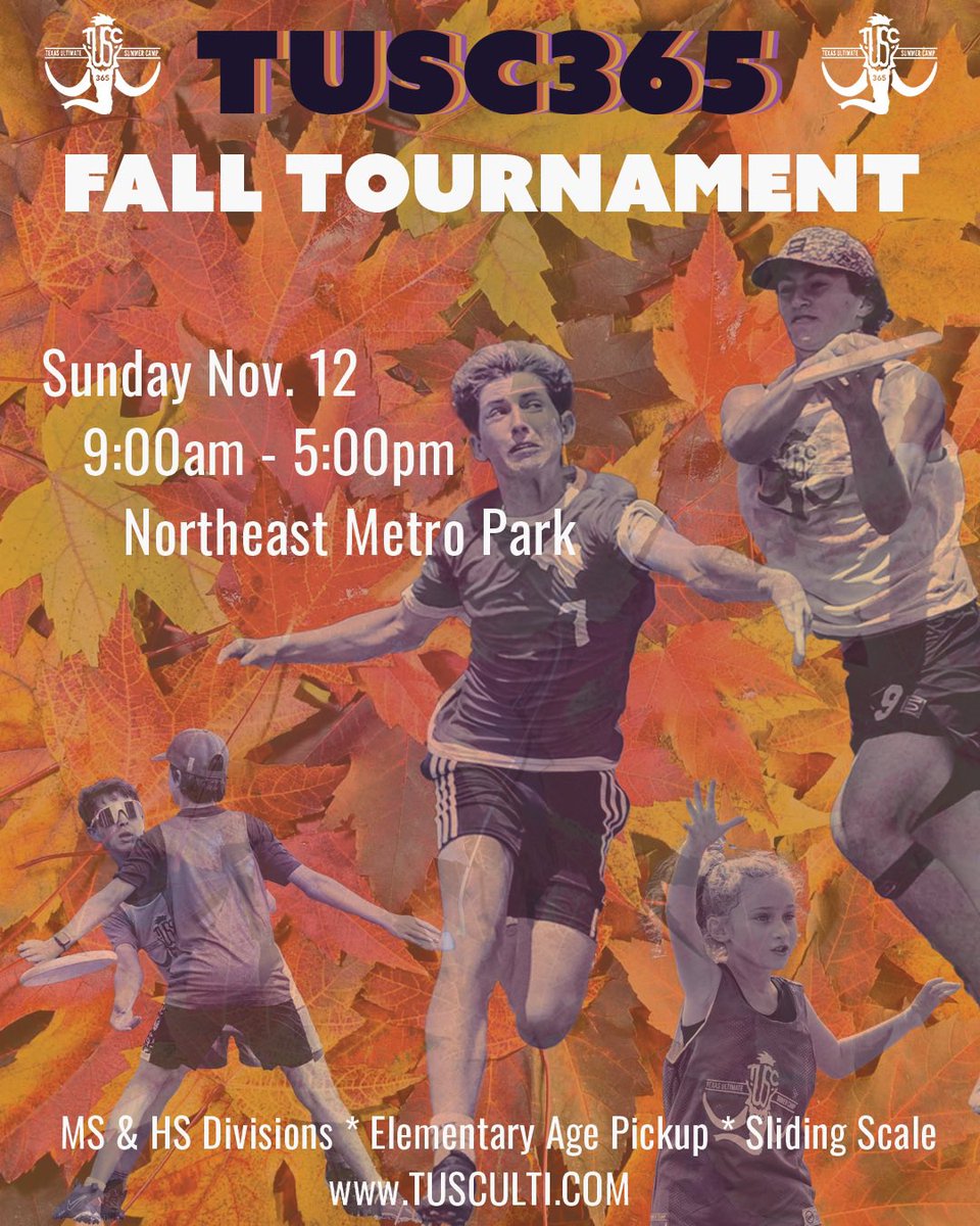 🍁🍁🍁 Fall is the BEST! 🍁🍁🍁

TUSC365 Fall Tournament is now registering! All these info: tusculti.com/tusc365-fall-t…