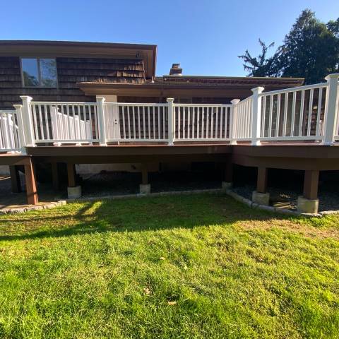 Who wouldn't want to enjoy these last days of summer-like weather on a beautiful, newly refinished deck like this one in Greenwich, CT? #exteriorpainting #deckstaining #deckdesign #patioweather #homeimprovement #ctbusiness #ctcontractor