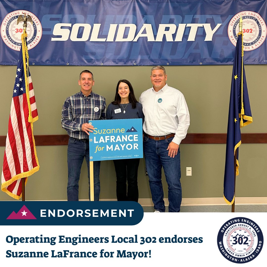 It's an honor to be endorsed by IUOE Local 302! Their members include the equipment operators who run the municipality’s plows and graders, and I'm grateful to Jason Alward and Bill Sims for taking the time to talk with me today. #Anchorage #ANCgov #1a