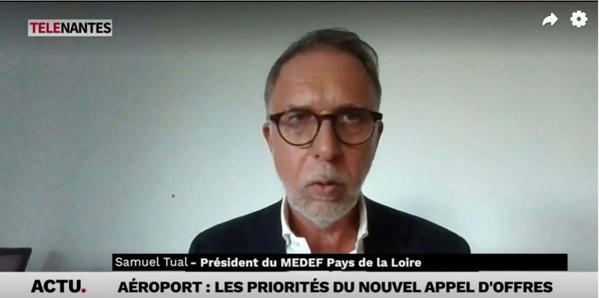 🛑Retour sur le sujet de l'aéroport Nantes Atlantique avec les réactions de <a href="/Samueltual/">Tual Samuel</a> président <a href="/MedefPDL/">Mouvement des Entreprises de France #Paysdelaloire</a> sur <a href="/telenantesinfo/">Télénantes</a> 
A réécouter ici : telenantes.ouest-france.fr/nantes-soir/ar… cc <a href="/ccipdl/">CCIPaysdelaLoire</a> <a href="/CCINantes/">CCI Nantes St Nazaire</a> <a href="/MEDEF44/">Medef Loire-Atlantique</a> <a href="/ceserPDL/">Conseil Economique Social Environnemental PDL</a>