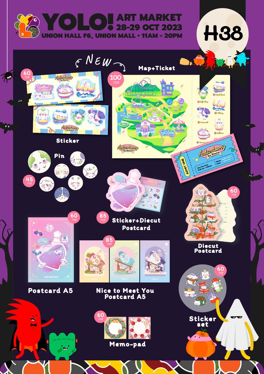 👻 กุ๊กกู๋ ๆๆ ปลายเดือนนี้พวกเราแก๊งม๋า มีไปออกบูธที่งาน YOLO! นะคับ

🎃 บูธ H38
🗓️ 28 Oct 2023 (วันเสาร์)
⏳ 11 am - 8 pm
⛪️ Union Mall Fl.6

#YOLOartmarket2023