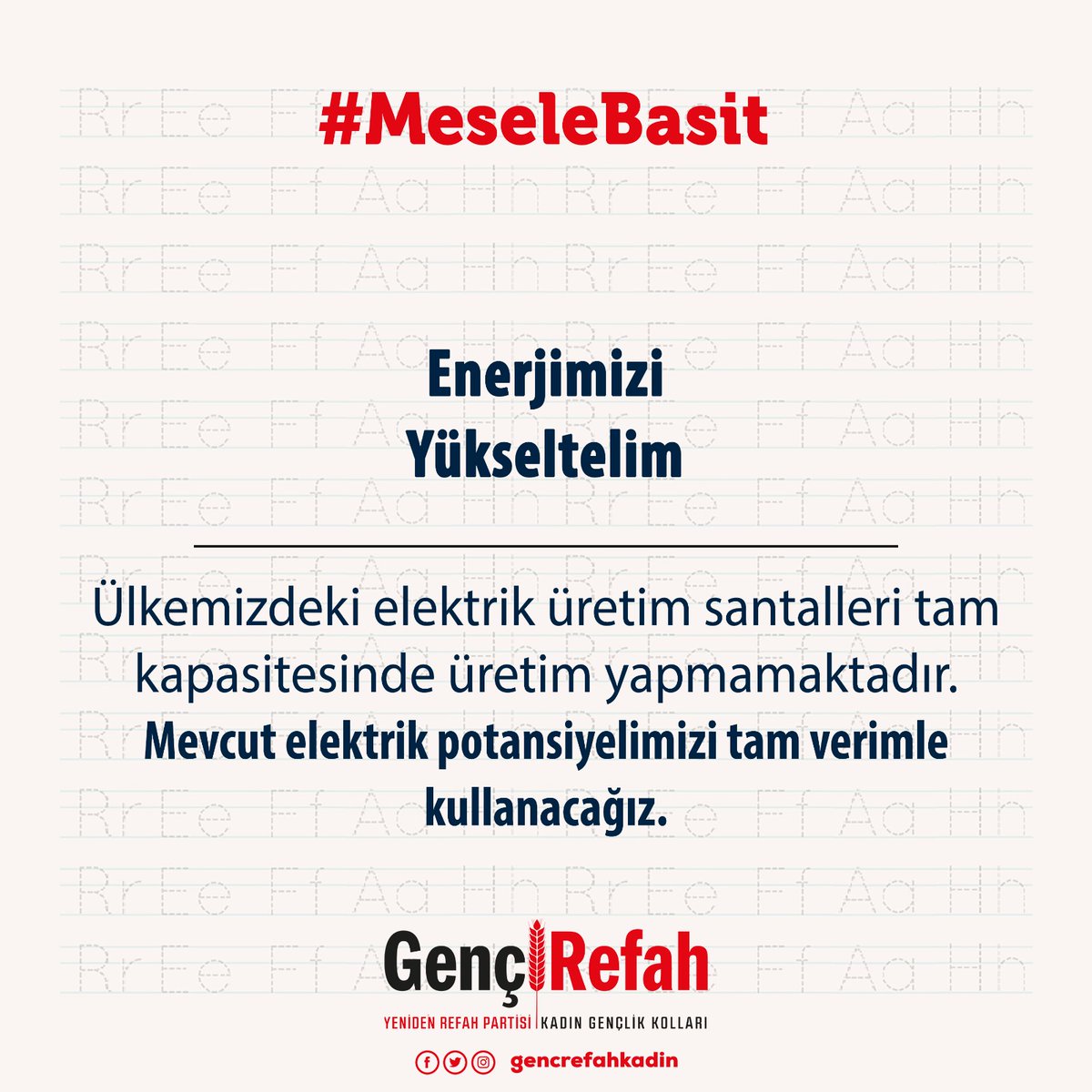 Yıllık 800.835 GW/h enerji elde edebileceğimiz elektrik üretim santrallerimiz varken yıllık ürettiğimiz enerji miktarı 304.200 GW/h, yani elde edebileceğimizin %37,6’sıdır. #MeseleBasit mevcuttaki elektrik potansiyelimizi tam verimle kullanacağız.
(Ocak 2020 verilerine göre)