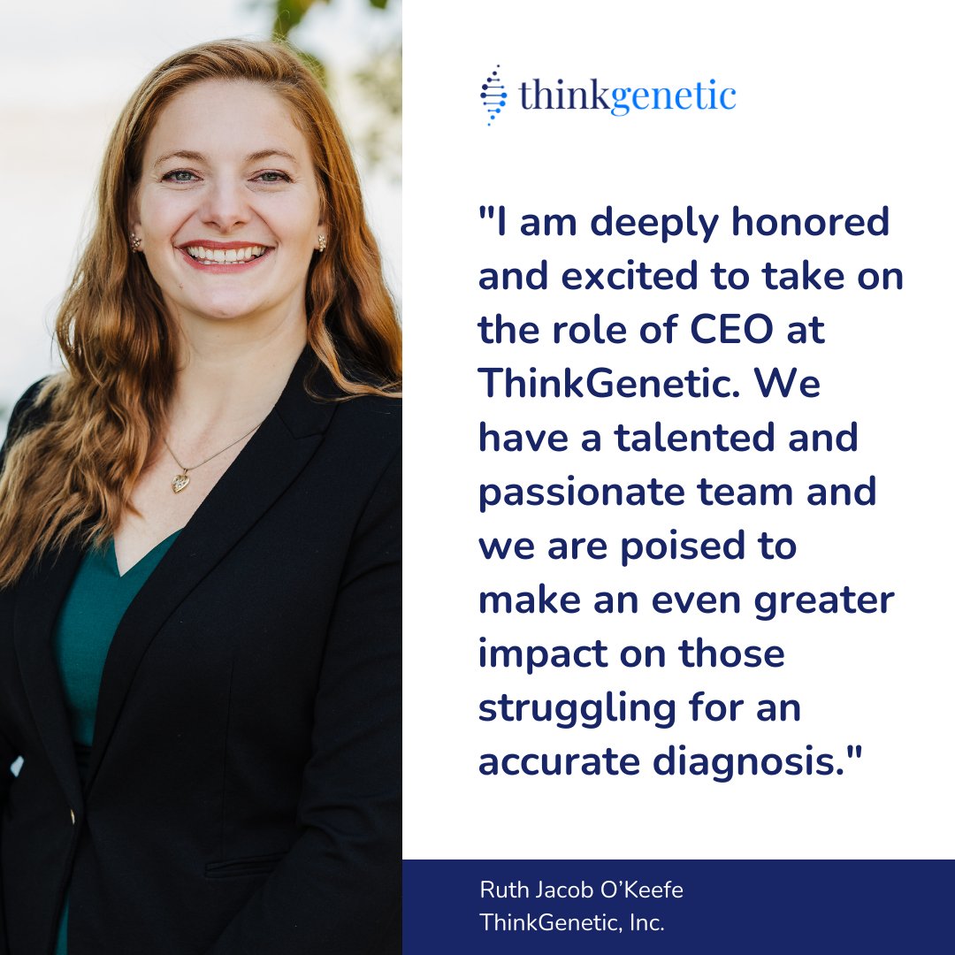 We're thrilled to announce the appointment of Ruth Jacob O'Keefe as our new CEO. This significant milestone in ThinkGenetic, Inc.'s journey represents our drive to continue innovating and driving progress in the rare disease space.

Read more by visiting: loom.ly/ZmPdJNc
