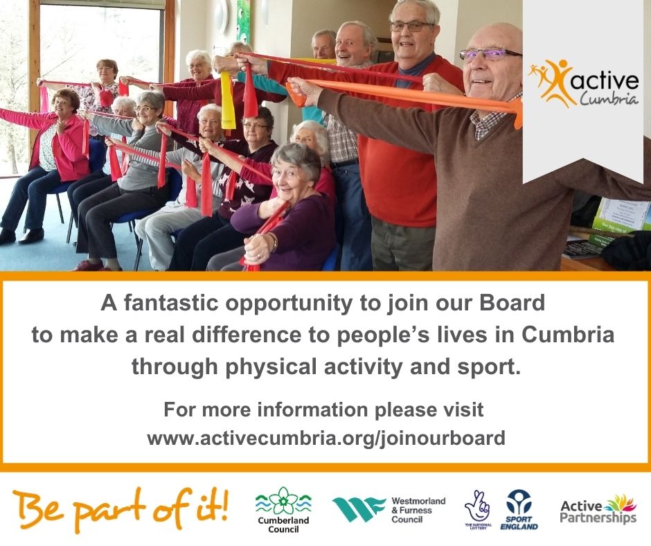 An opportunity to join our board 🤩
Are you passionate about the difference that physical activity can make to communities across Cumbria?
We are seeking two additional women with a range of skills and experiences to join our Advisory Board.
Find out more bit.ly/3Q0rHJf