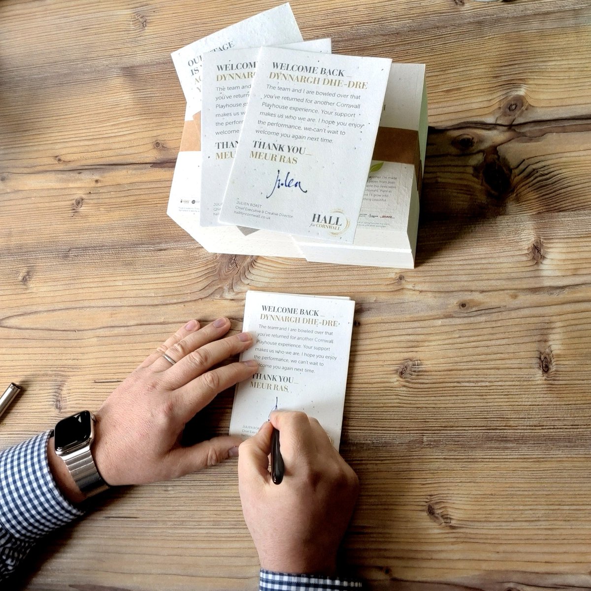 If you've visited us more than once, you'll have noticed a Welcome Back card on your seat 📜

Julien Boast, our CEO, signs every one as our way of saying thank you for your support!

They're printed on biodegradable seed paper for you to plant, so your memories keep on growing 🌱