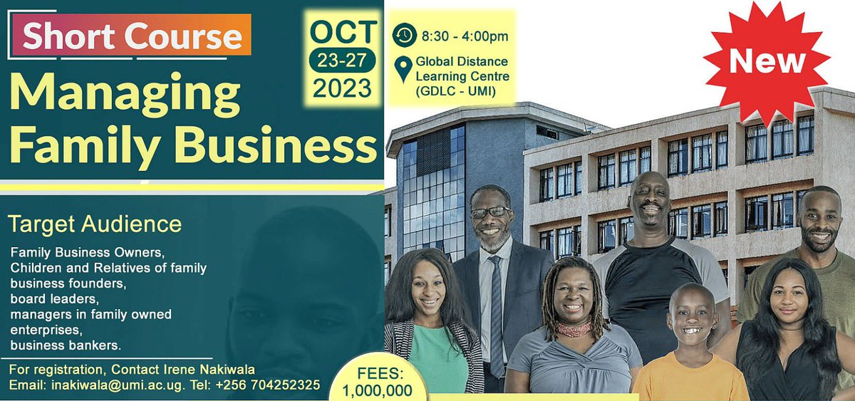 The Count down is on, 17 days to go.
This training is not only about Success of the family business but also failure, how and when to fail, recover or wait to recover.
Come share with us your experience as we Learn.