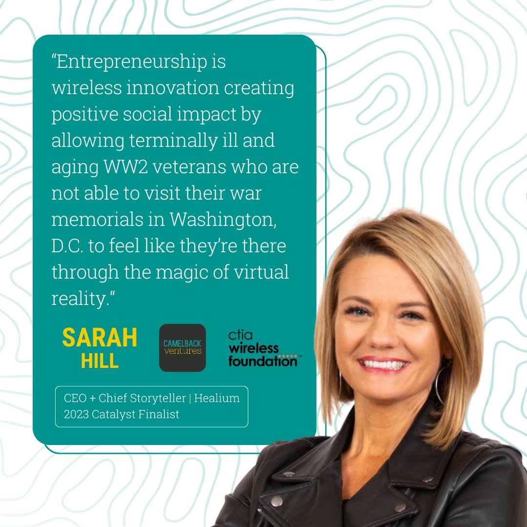 #EntrepreneurshipIs leveraging wireless innovation for good. 💪🏾 Thru her venture @HealiumXR, #Catalyst2023 Finalist @SarahMidMO is using #VR to provide free virtual tours to WW2 vets who are unable to visit their memorials in DC. Learn more: bit.ly/3pnj2pR @WirelessFdn