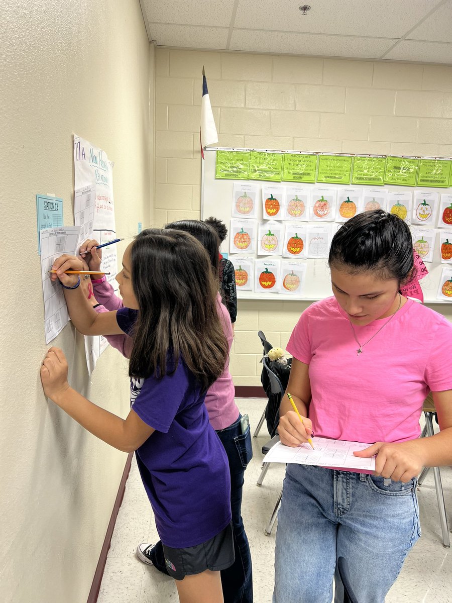 MrsYGonzalez's tweet photo. My 7th grade math students learning and discussing slope. The students had fun collaborating and doing something interactive. @JordanNISD #TeamJordanJags @nisdmsmath https://t.co/c1OYvgu8dZ