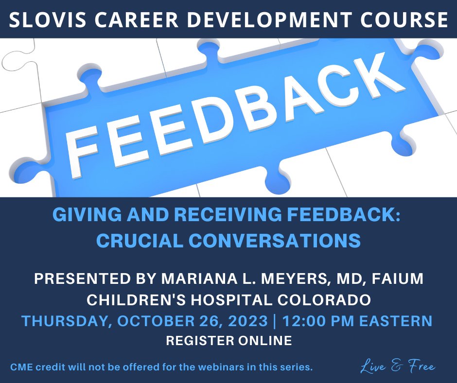 Join us for SPR's October Slovis Career Development Course webinar on Giving and Receiving Feedback: Crucial Conversations, presented by Dr. Mariana Meyers (@marianazmeyers). Live online & FREE! Register here: bit.ly/3RqP9Aq. #imagingourfuture