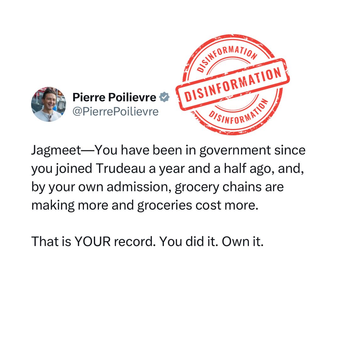 Pierre, I know you'll do anything for CEOs - lying included.

When you were in government they were fixing the price of bread - criminally.

What did you do? Reward them with billions in tax giveaways.

You're a pretender. I see through you and so do Canadians.