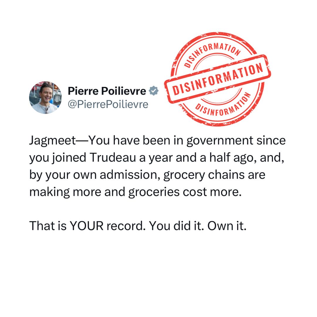 Pierre, I know you'll do anything for CEOs - lying included. When you were in government they were fixing the price of bread - criminally. What did you do? Reward them with billions in tax giveaways. You're a pretender. I see through you and so do Canadians.