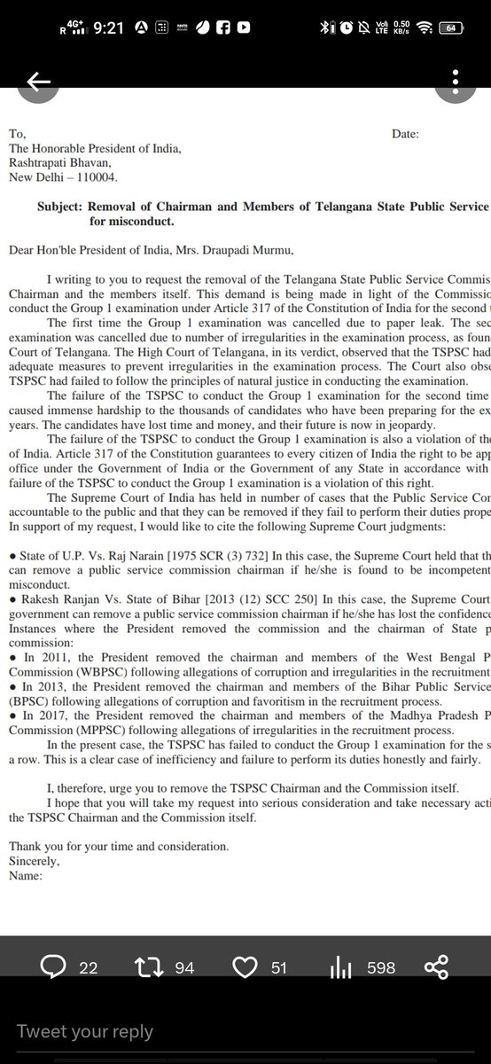 v_AjayKumar5's tweet photo. @rashtrapatibhvn @DrTamilisaiGuv @TelanganaGuv TSPSC track record in recent times raises serious doubts about its competence &amp; ability to fulfill its responsibilities. Telangana Aspirants deserve a fair transparent system that rewards their hard work and dedication.#AbolishTspsc https://t.co/A6yZK4AHON
