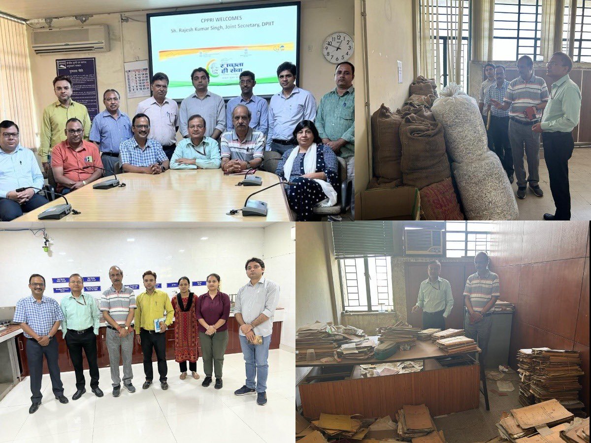 Joint Secretary DPIIT Shri Rajesh Kumar Singh visited CPPRI, Saharanpur on 29.3.23 & motivated CPPRI Officials to carry out #SwachhataHiSeva & #SpecialCampaign3.0 activities. He visited offices & labs & inspected efforts for disposal of identified files & records due for review.