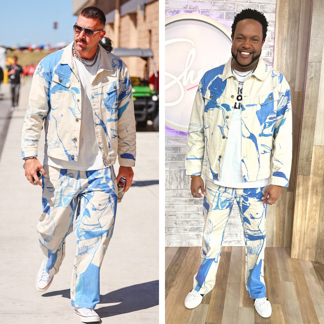 sherrishowtv's tweet photo. WHO WORE IT BETTER?!  📷📷
Happy Birthday #TravisKelce  from everybody at Sherri - especially #JawnMurray! 📷
#sherri #sherrishowtv #besttimeindaytime #fit #drip #whoworeitbest @sherrieshepherd https://t.co/y6oV4Wja2c